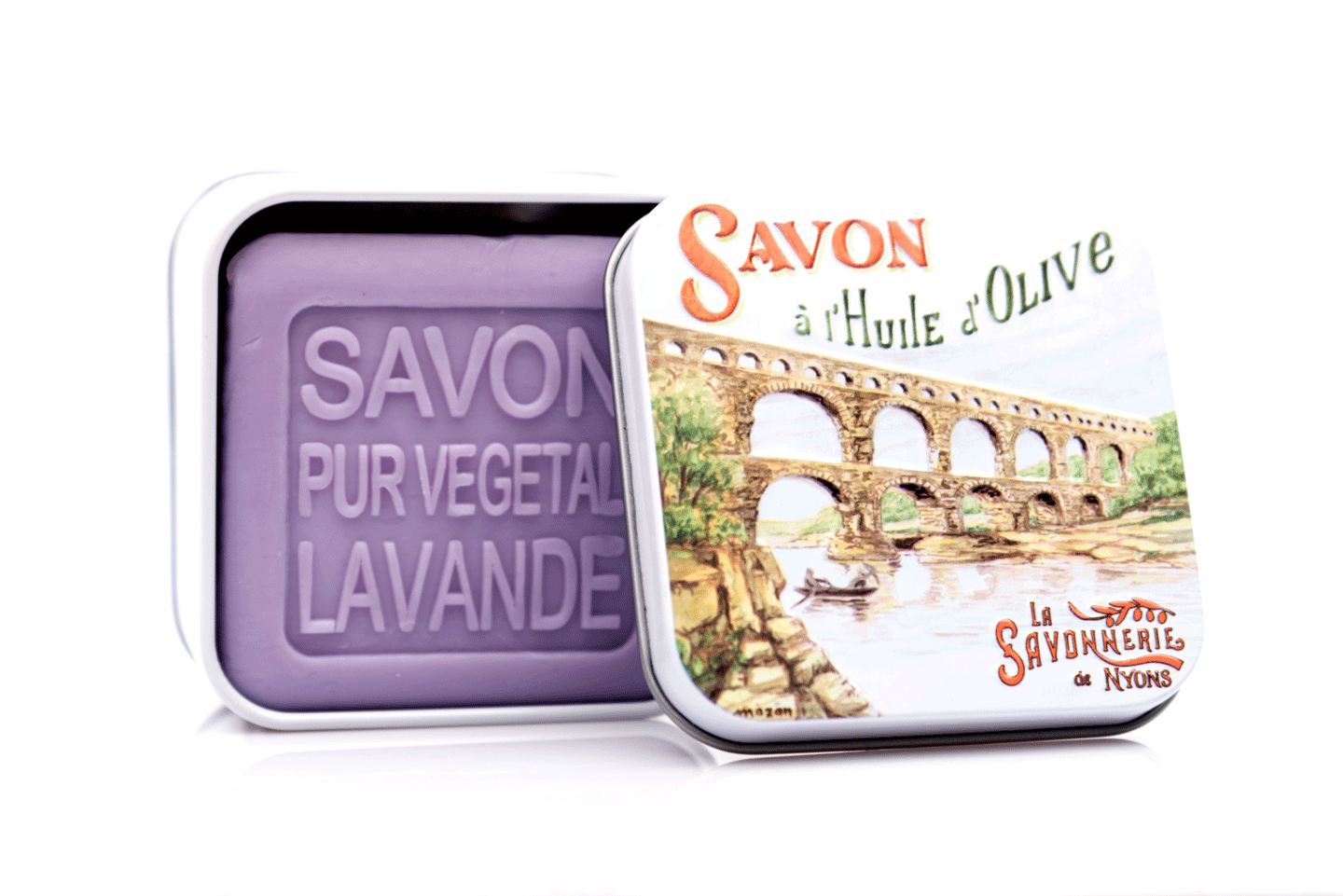 Sapun in cutie metalica, 100 g - Le Pont Du Gard | La Savonnerie de Nyons