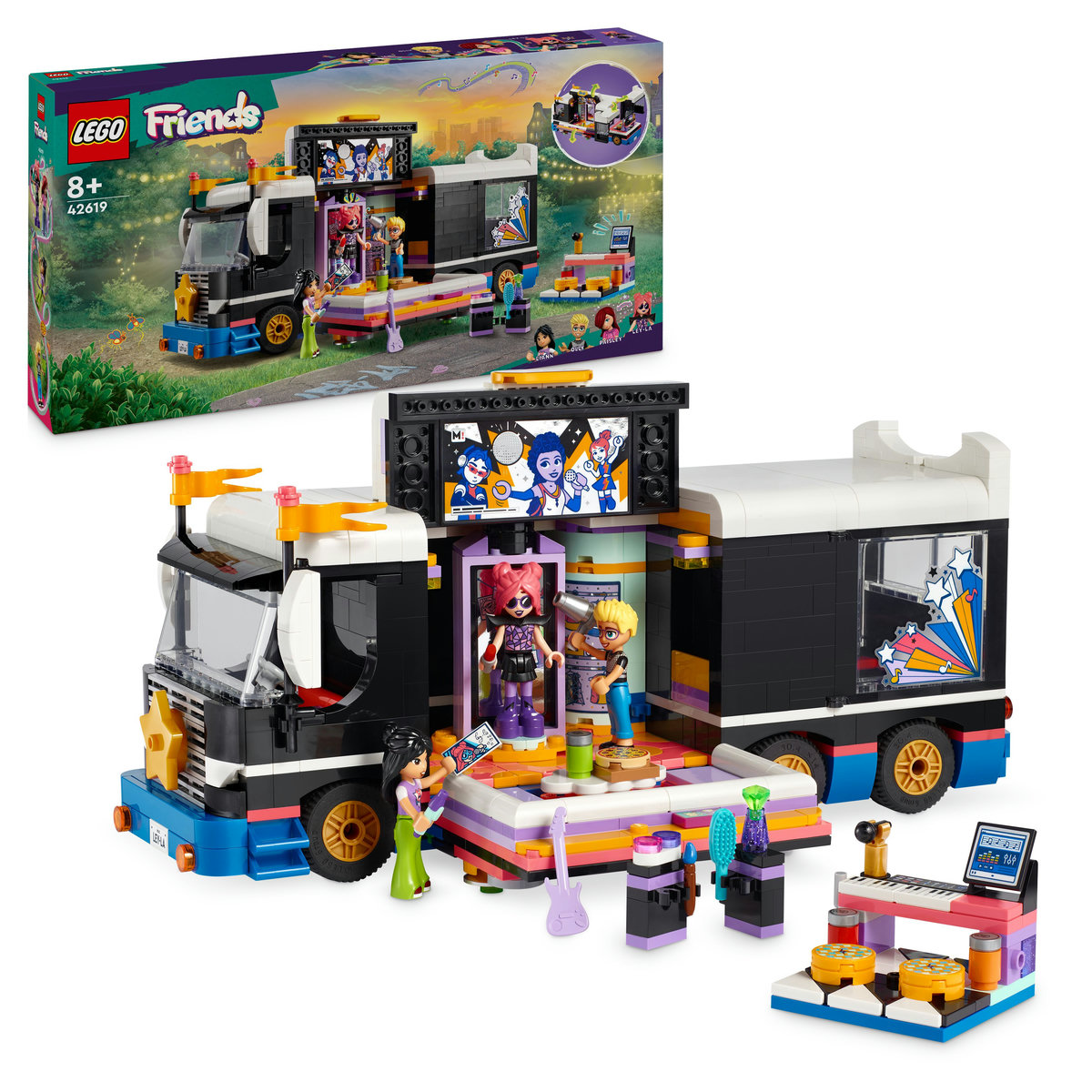 LEGO Friends - Autocar de turneu pentru staruri pop (42619) | LEGO