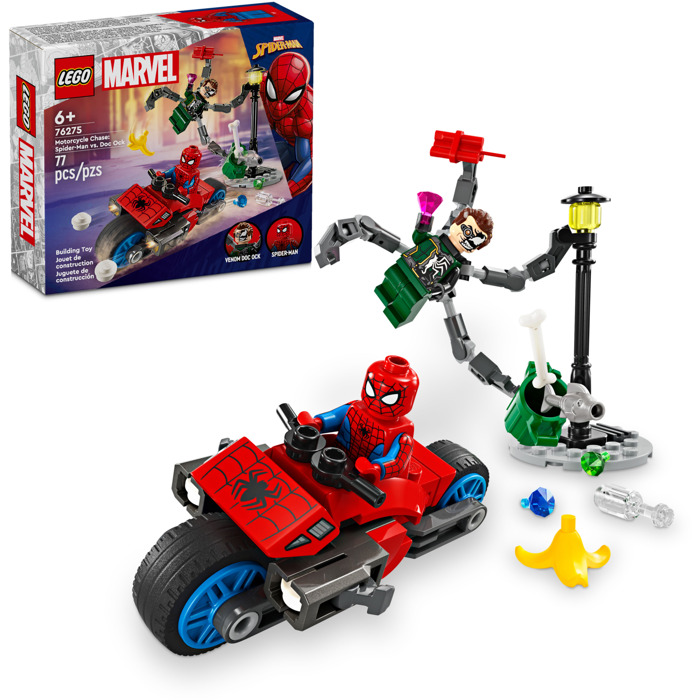 LEGO Marvel Super Heroes - Urmarire pe motocicleta - Omul Paianjen vs Doc Ock (76275) | LEGO