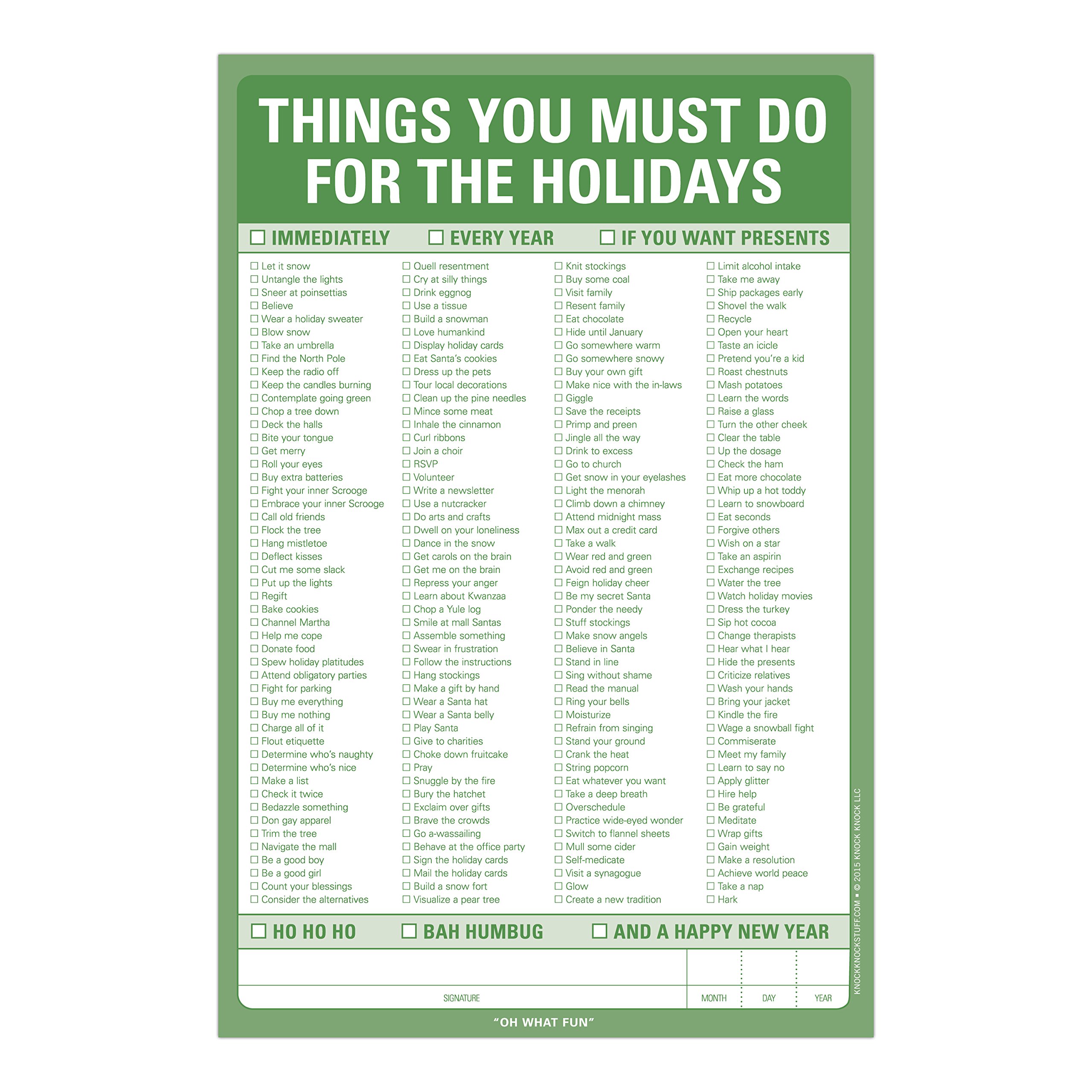 Things You Must Do for the Holidays Pad | Knock Knock - 2 | YEO