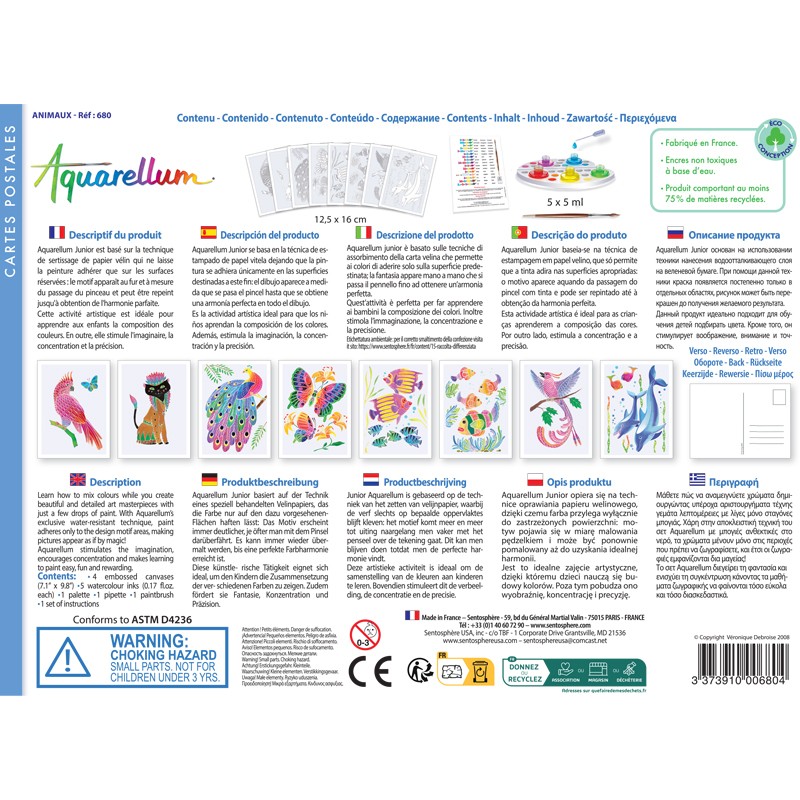 Set creativ - Aquarellum Carti Postale - Animale | Sentosphere - 1 | YEO