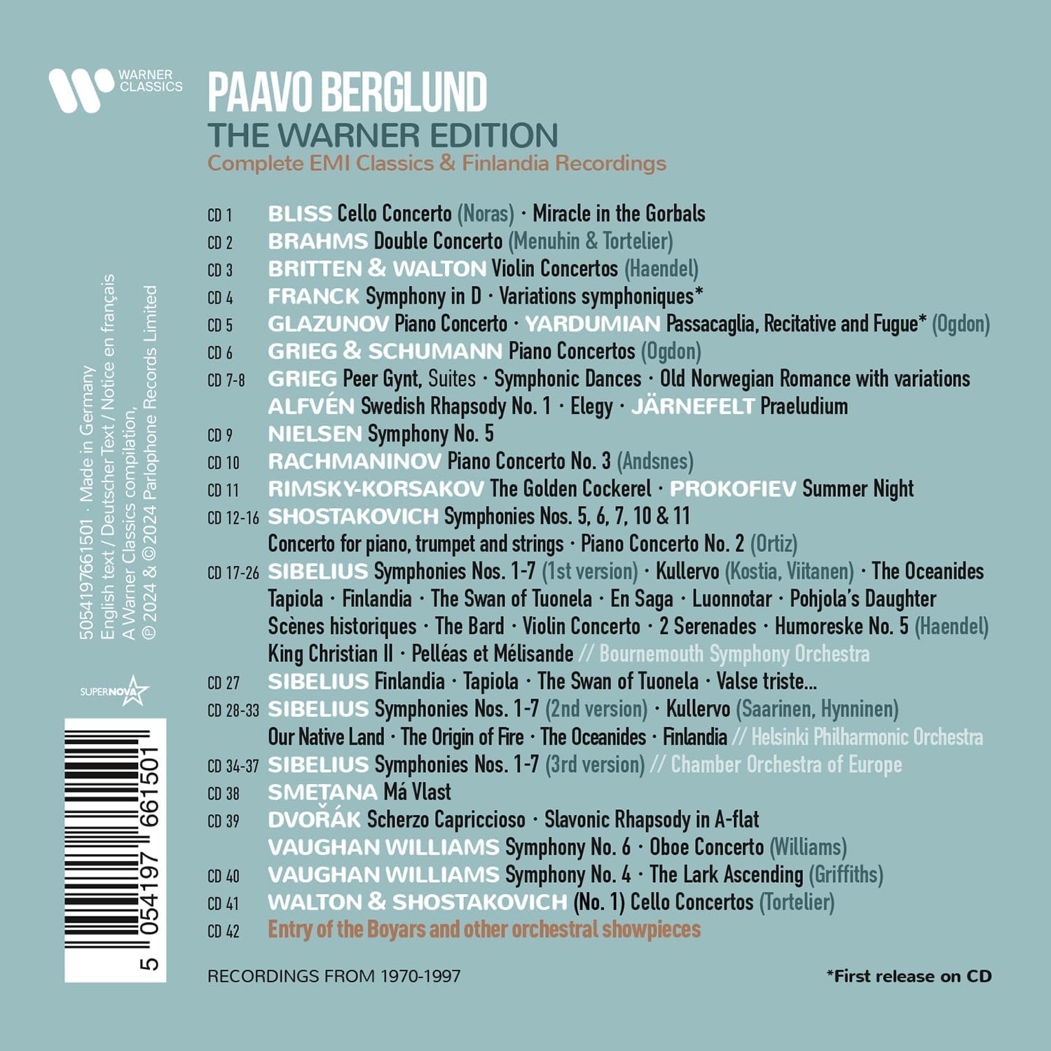 Paavo Berglund - The Warner Edition (42CDs Box Set) | Paavo Berglund, Various Artists