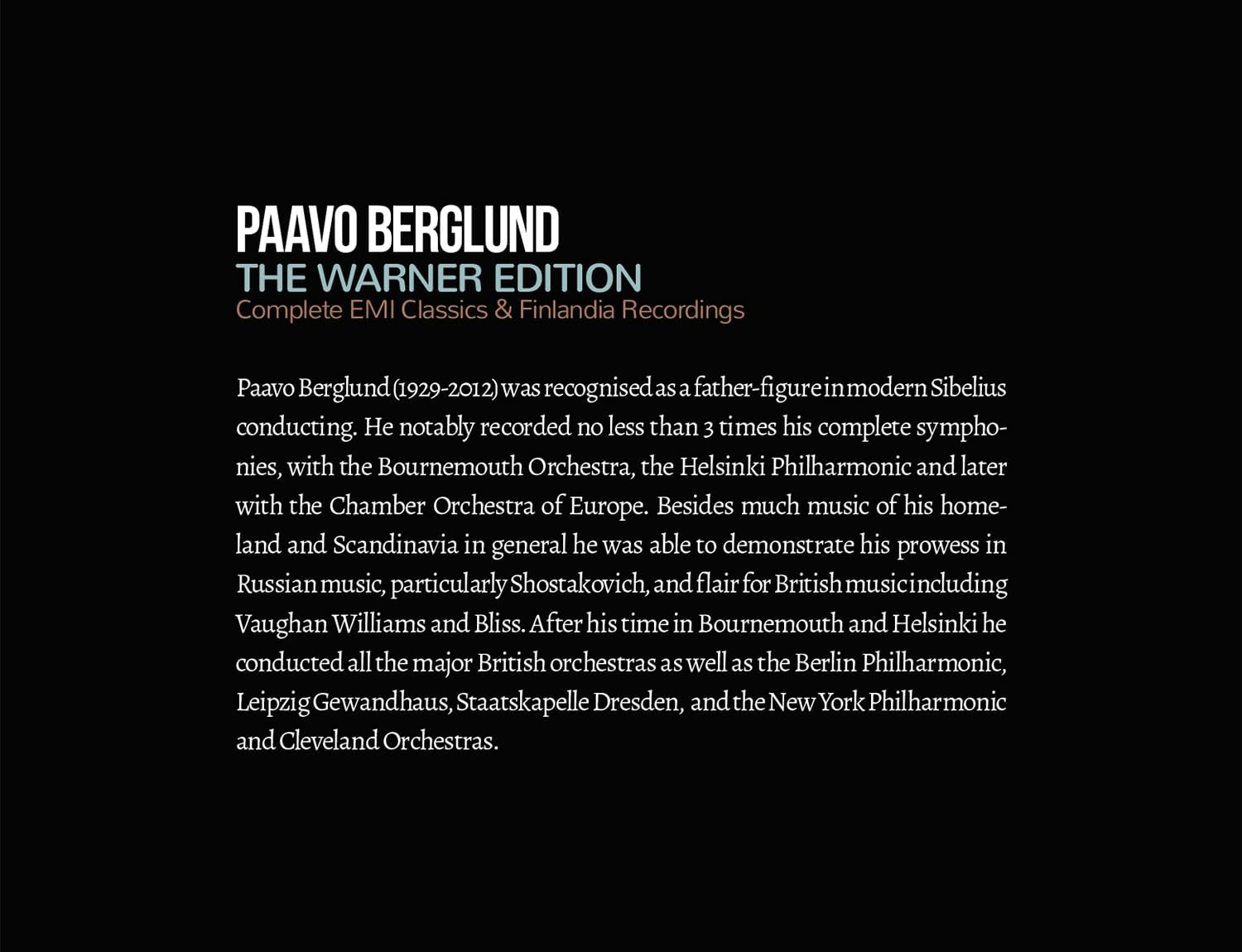 Paavo Berglund - The Warner Edition (42CDs Box Set) | Paavo Berglund, Various Artists - 2 | YEO