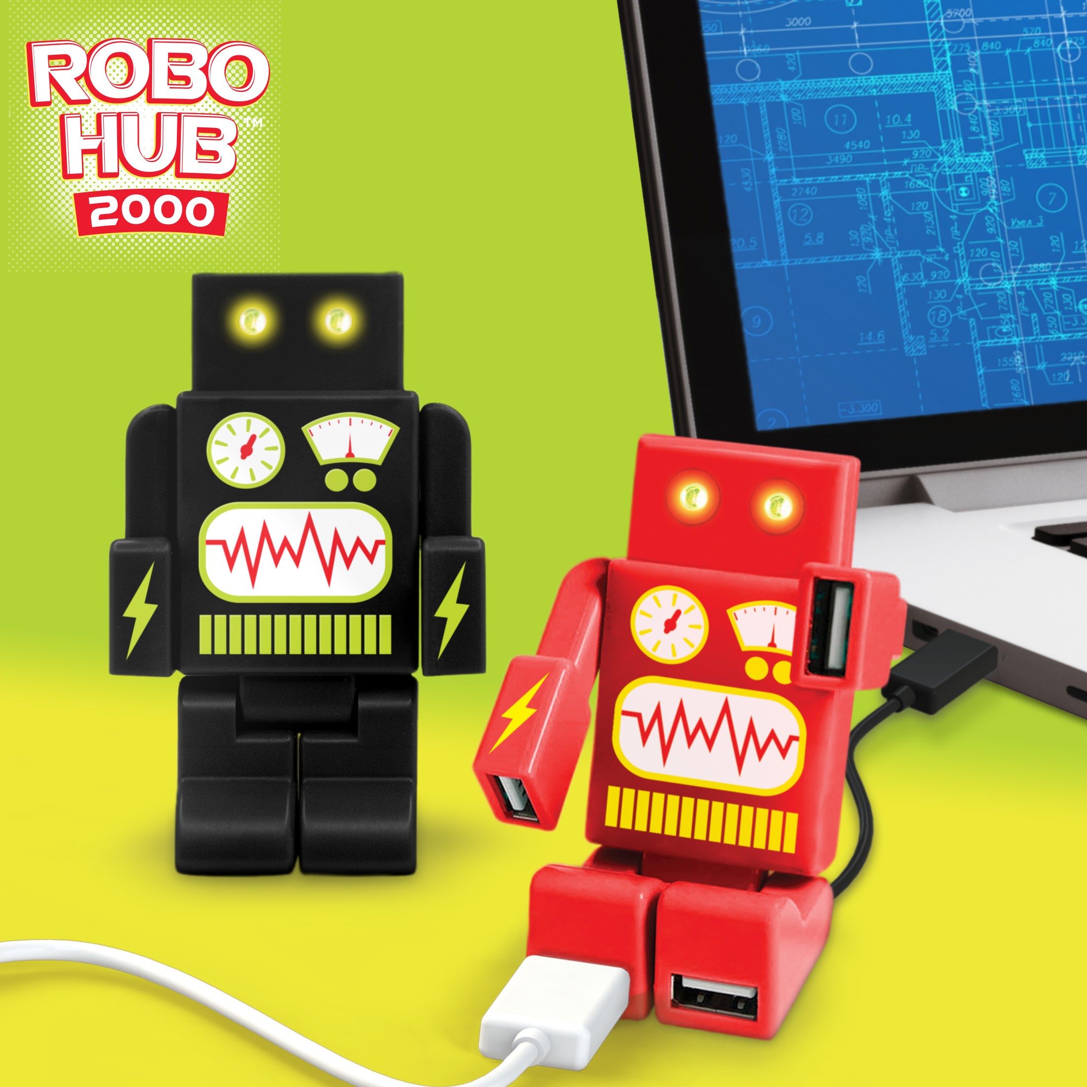 Robohub 2000 Red - Port USB cu 4 sloturi | Just Mustard