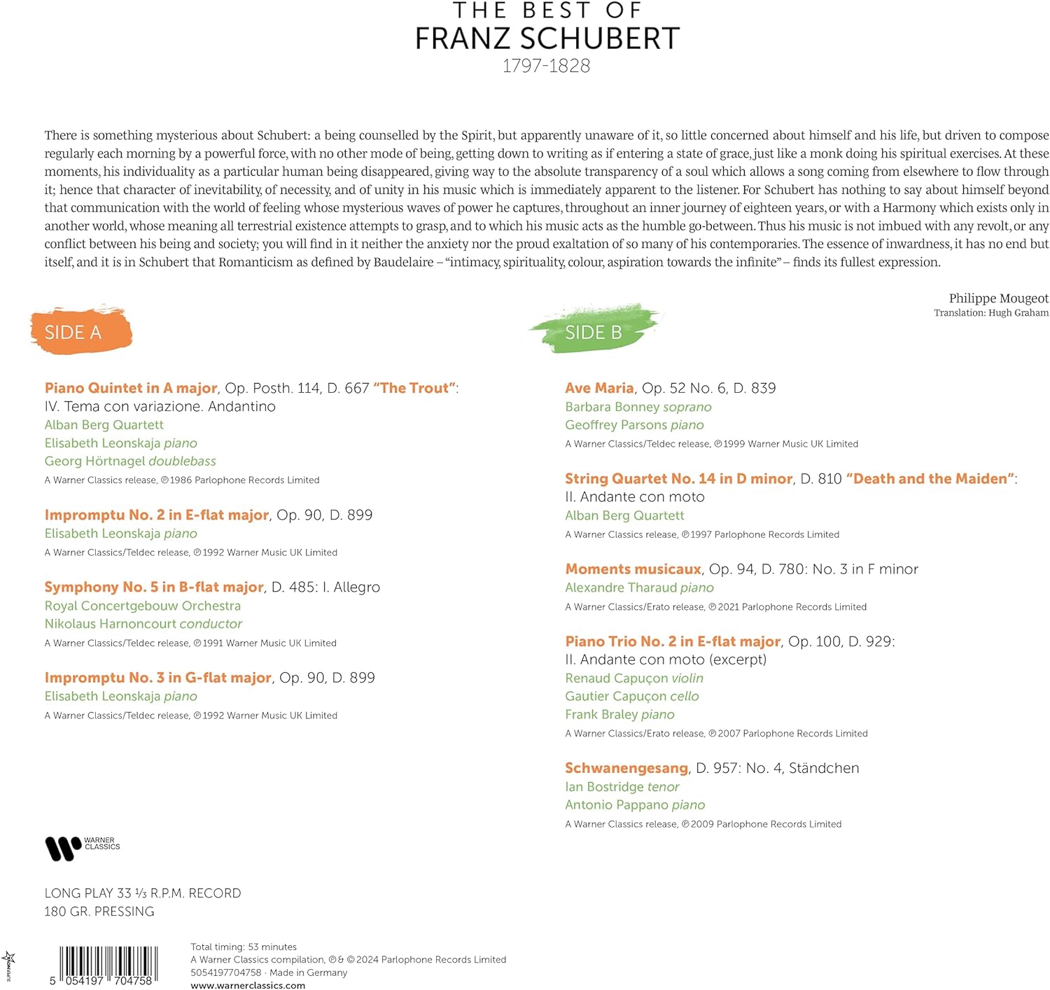 The Best Of Franz Schubert - Vinyl | Various Artists