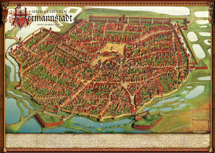 Afis – Harta Sibiu (Hermannstadt) secolul al XVII-lea | Art Historia Carte