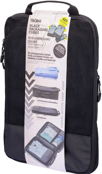 Set Gentii de Compresie - Troika Black Packing Cubes, 3 bucati