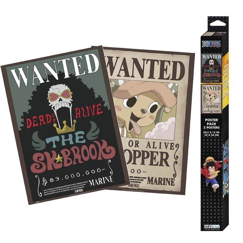 Set 2 postere - One Piece: Wanted Chopper & Brook