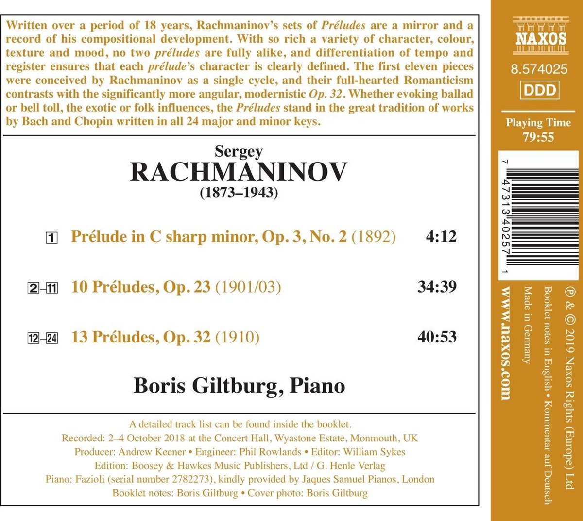 Rachmaninov: 24 Preludes | Sergei Rachmaninov, Boris Giltburg