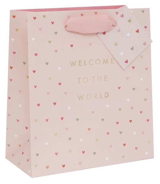 Punga de cadou - Medium - Welcome to the World Pink | Glick