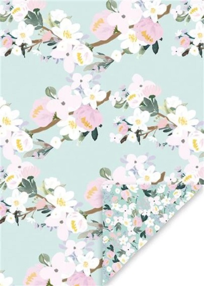 Hartie de impachetat - Aqua Floral | Glick