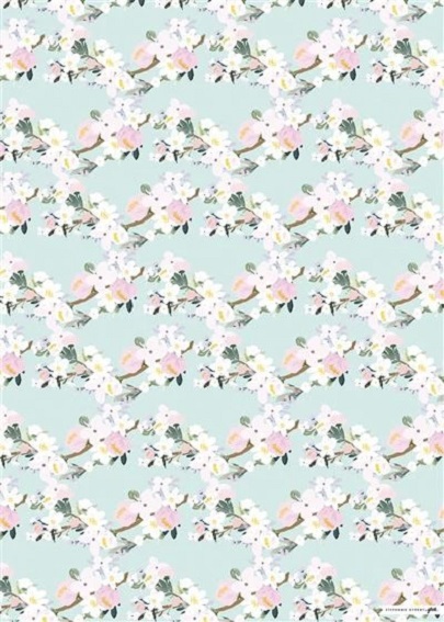 Hartie de impachetat - Aqua Floral | Glick - 1 | YEO