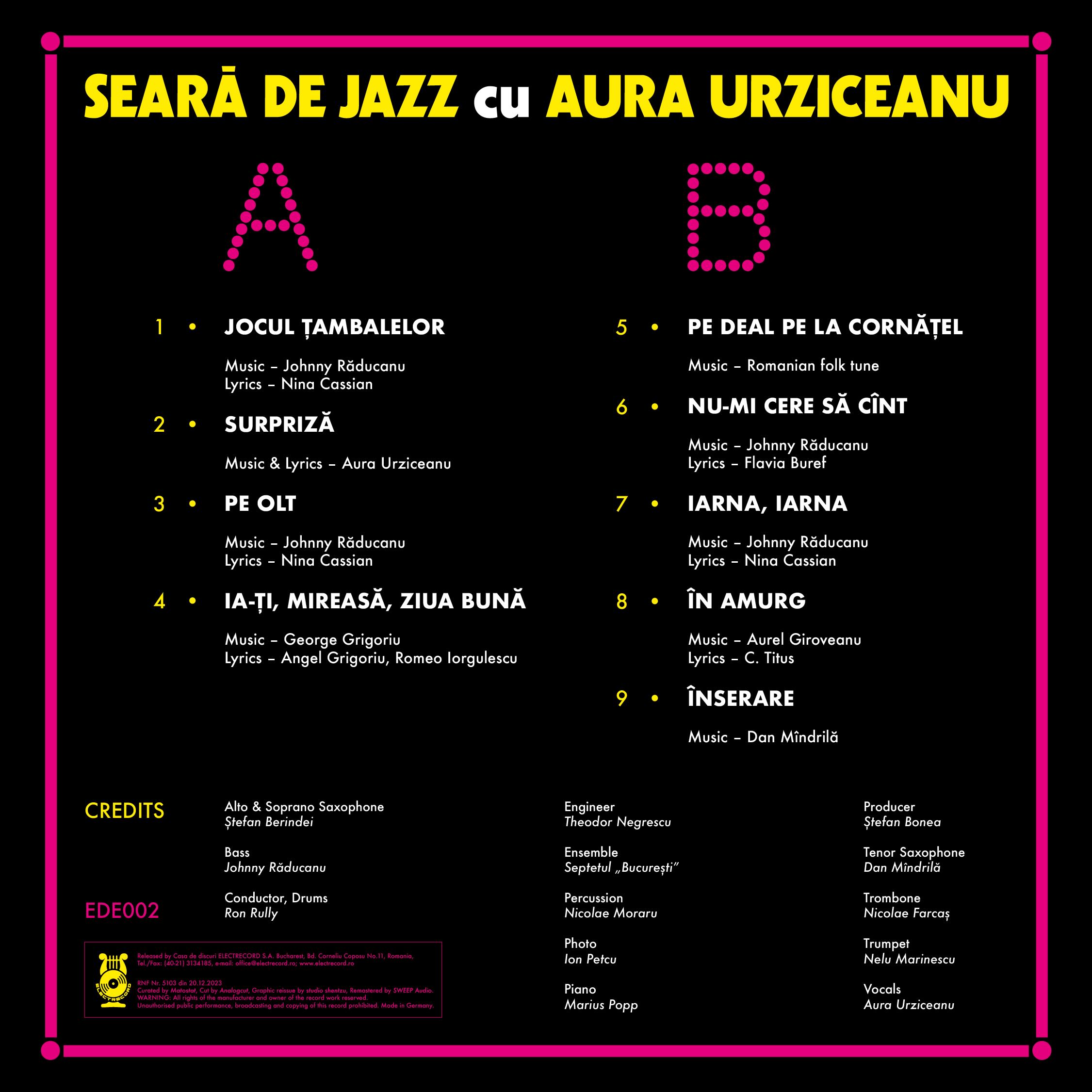 Seara de jazz cu Aura - Vinyl | Aura Urziceanu