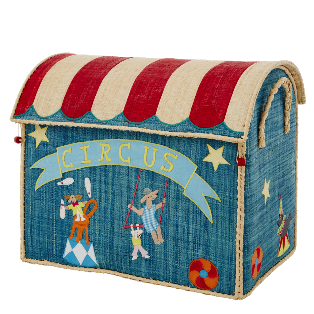 Cos mare pentru jucarii - Raffia toy baskets with circus theme | Rice A/S