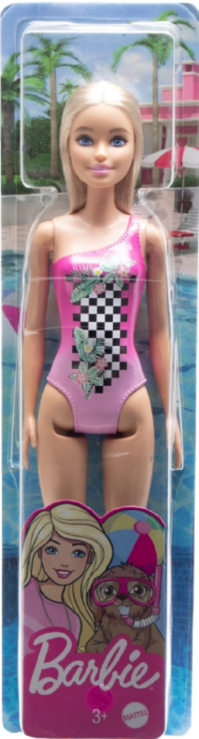 Papusa - Barbie Blonda cu costum de baie roz | Mattel - 4 | YEO