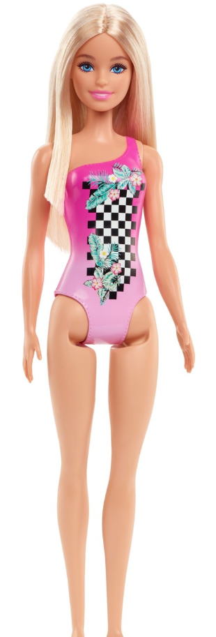 Papusa - Barbie Blonda cu costum de baie roz | Mattel