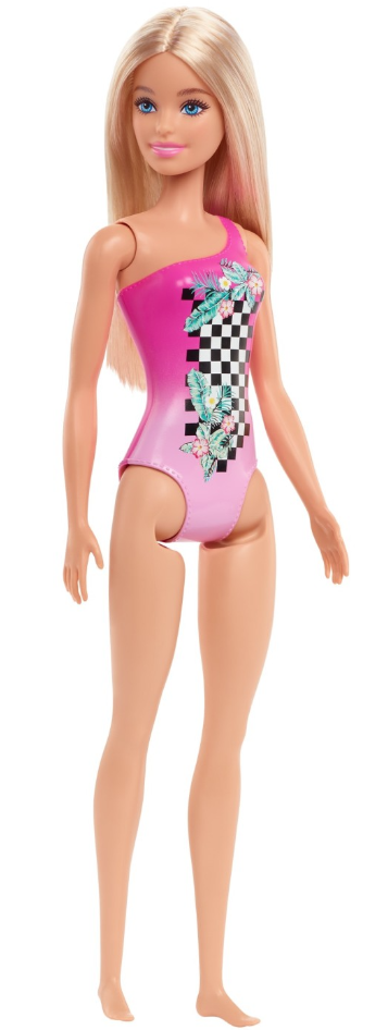 Papusa - Barbie Blonda cu costum de baie roz | Mattel - 1 | YEO