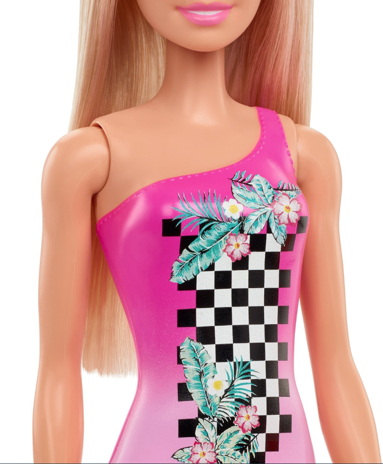 Papusa - Barbie Blonda cu costum de baie roz | Mattel - 3 | YEO