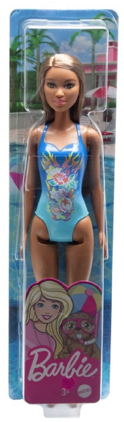 Papusa - Barbie satena cu costum de baie albastru | Mattel