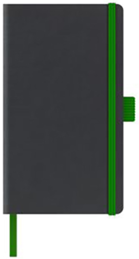 Agenda nedatata A5 - Ivory - Coperta rigida - Dictando - Negru cu elastic verde
