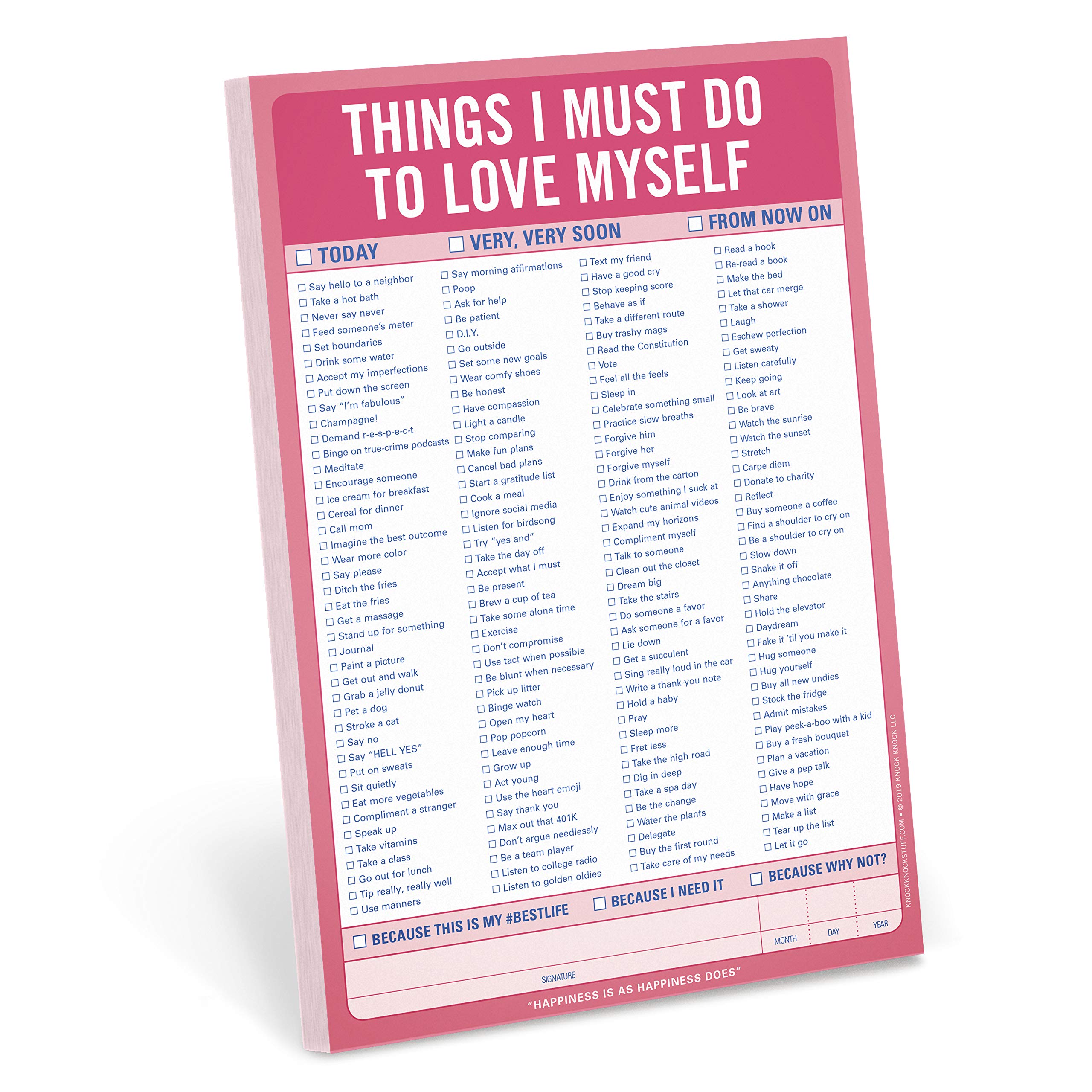 Knock Knock Things I Must Do to Love Myself Pad |