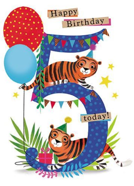 Felicitare - Age 5 - Tiger | Great British Card Company