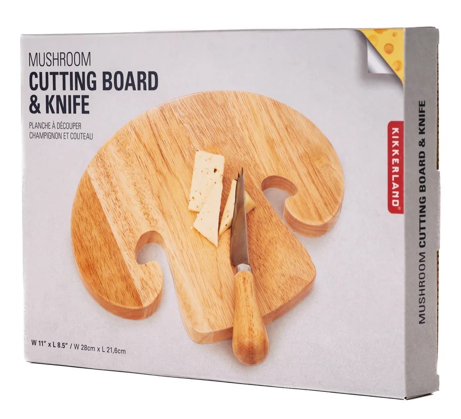 Platou lemn cu cutit - Mushroom Cutting Board & Knife | Kikkerland - 5 | YEO