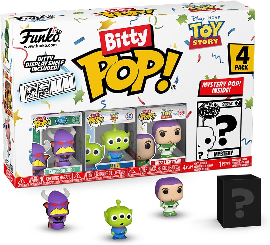 Set 4 figurine - Pop! Bitty - Disney Toy Story: Emperpr Zurg, Alien, Buzz Lightyear and a Surprise Mystery Mini Figure | Funko - 1 | YEO