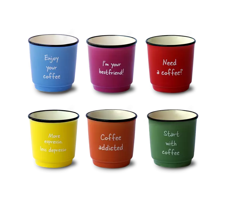 Set 6 cani - Cups With Writings, 100ml