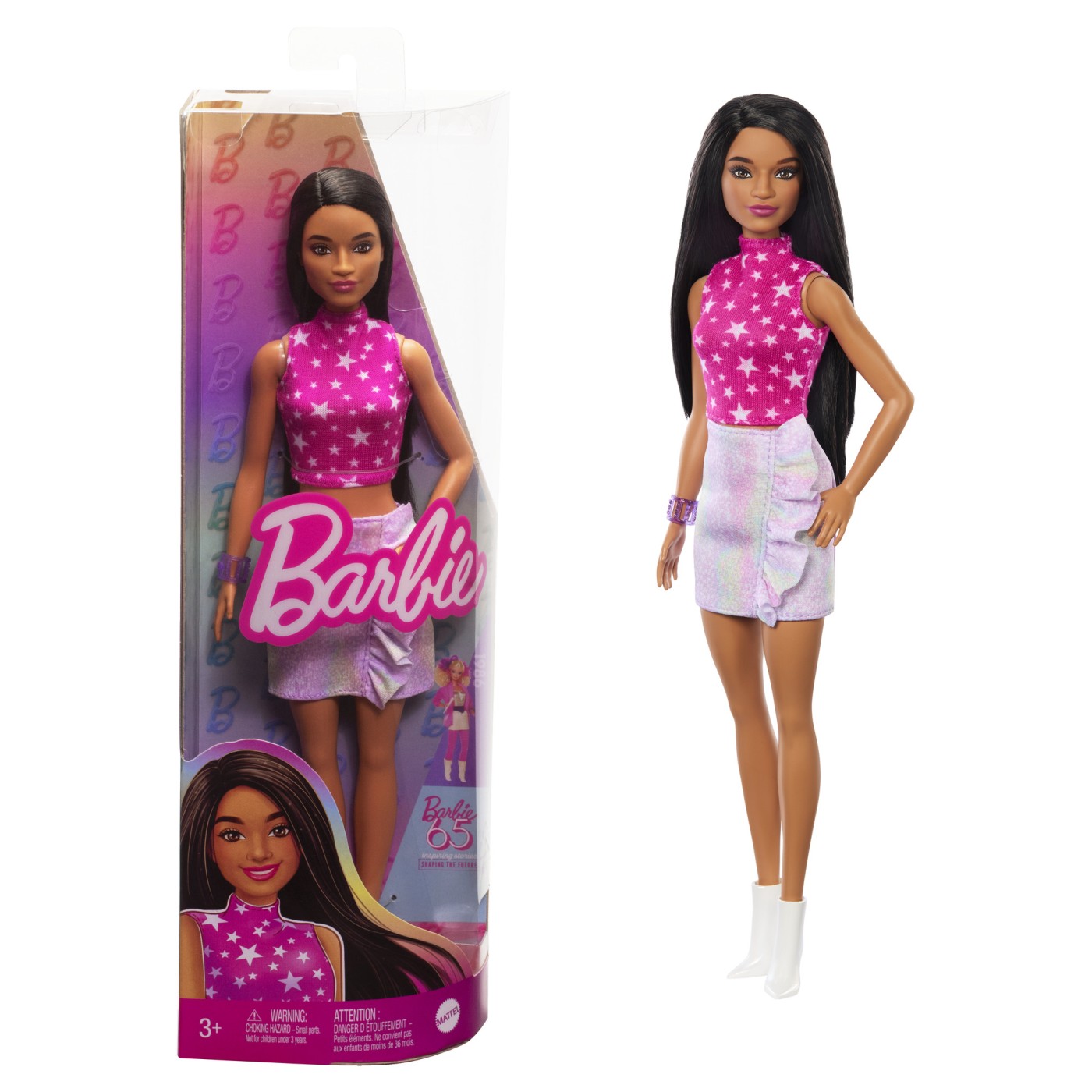 Papusa - Barbie Fashionista - Bruneta cu top cu stelute | Mattel - 5 | YEO