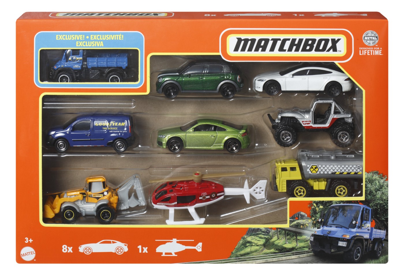 Set 9 masini - Matchbox - Mercedes Benz Unimog U300 | Mattel - 8 | YEO