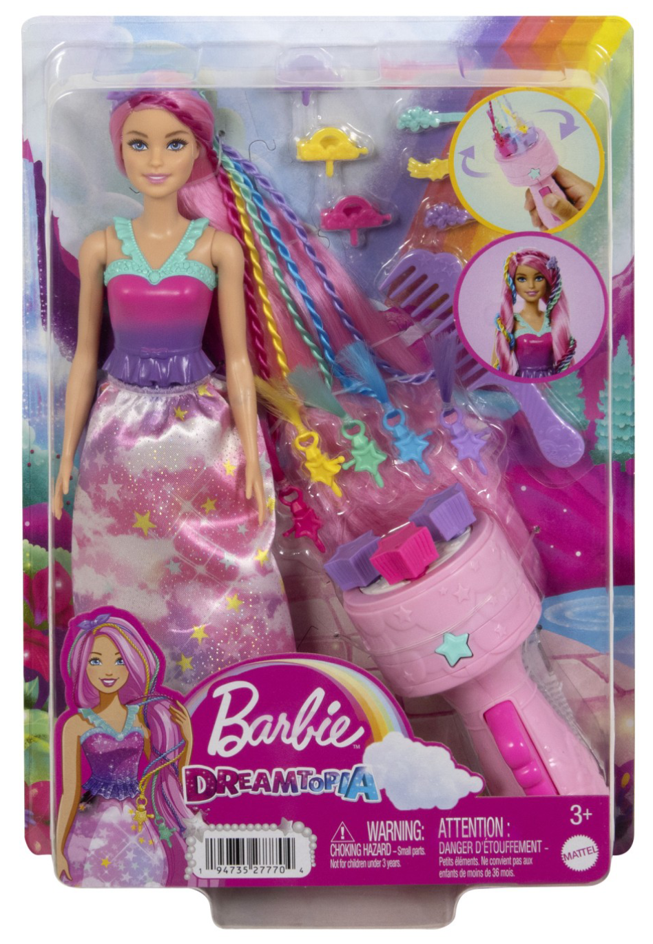 Papusa - Barbie Dreamtopia - Barbie cu aparat de coafat | Mattel