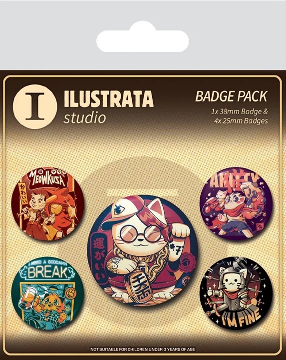 Set 5 insigne - Ilustrata - Cool Cat