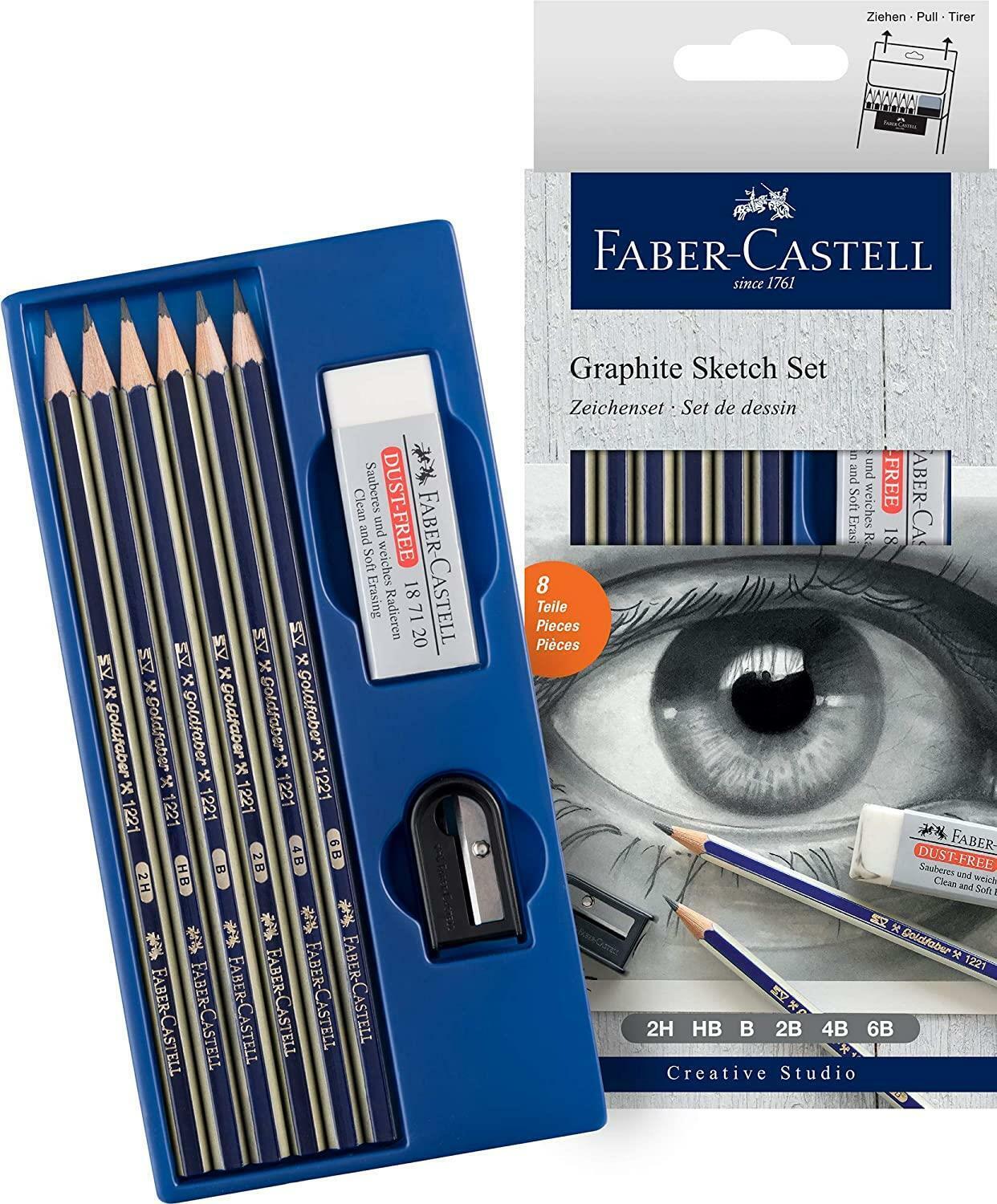 Set 6 creioane si 2 accesorii - Goldfaber | Faber-Castell