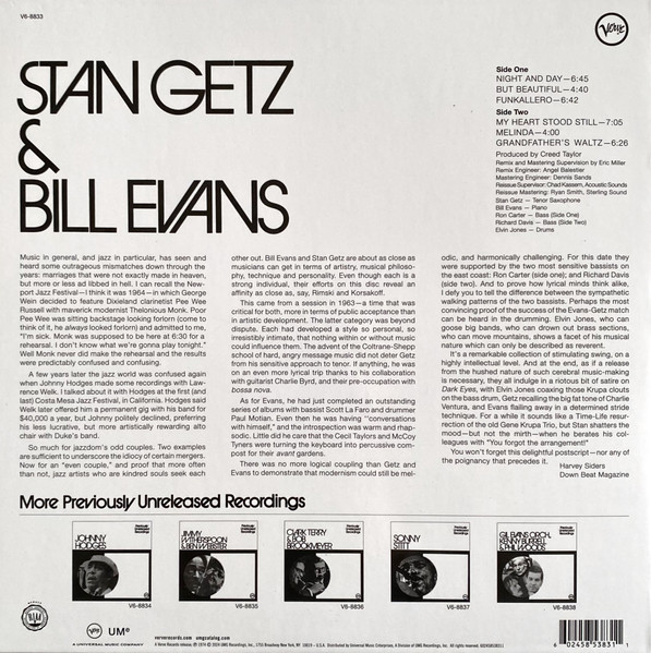 Previously Unreleased Recordings - Vinyl | Stan Getz, Bill Evans