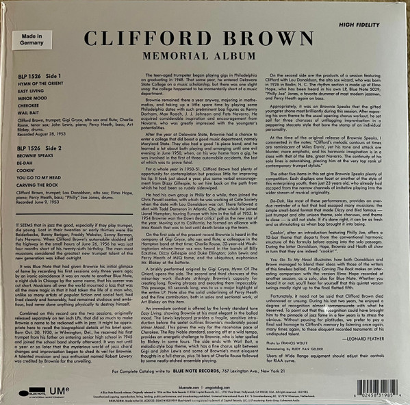 Memorial Album - Vinyl | Clifford Brown