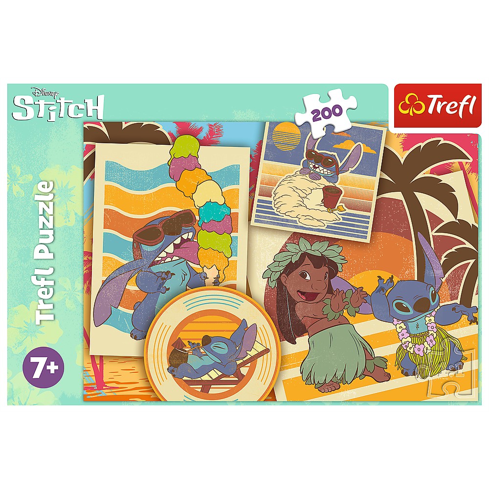 Puzzle 200 piese - Lilo & Stitch - La plaja cu Lilo si Stitch | Trefl - 1
