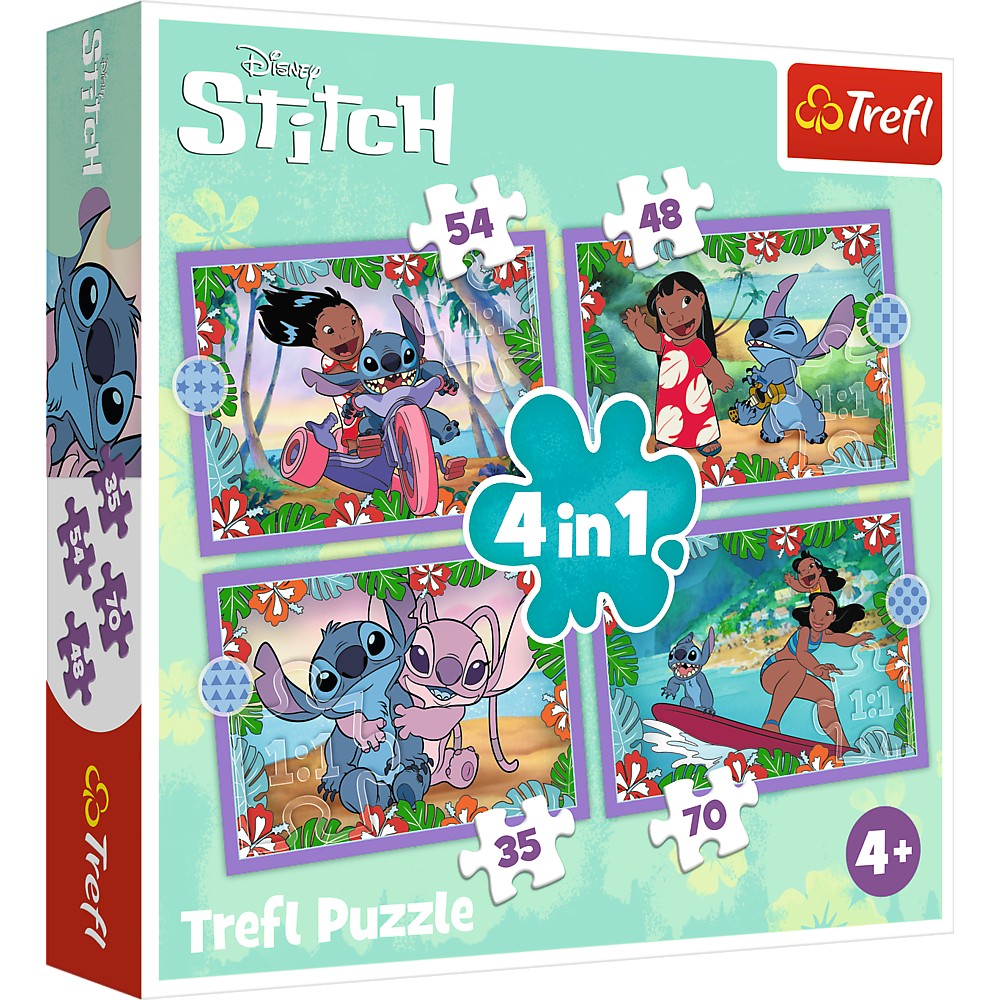 Puzzle 4 in 1 - Lilo & Stitch - Ziua fermecata | Trefl