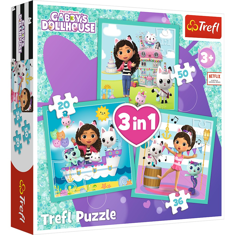 Puzzle 3 in 1 - Gabby's Dollhouse - Activitatea lui Gabby | Trefl - 4