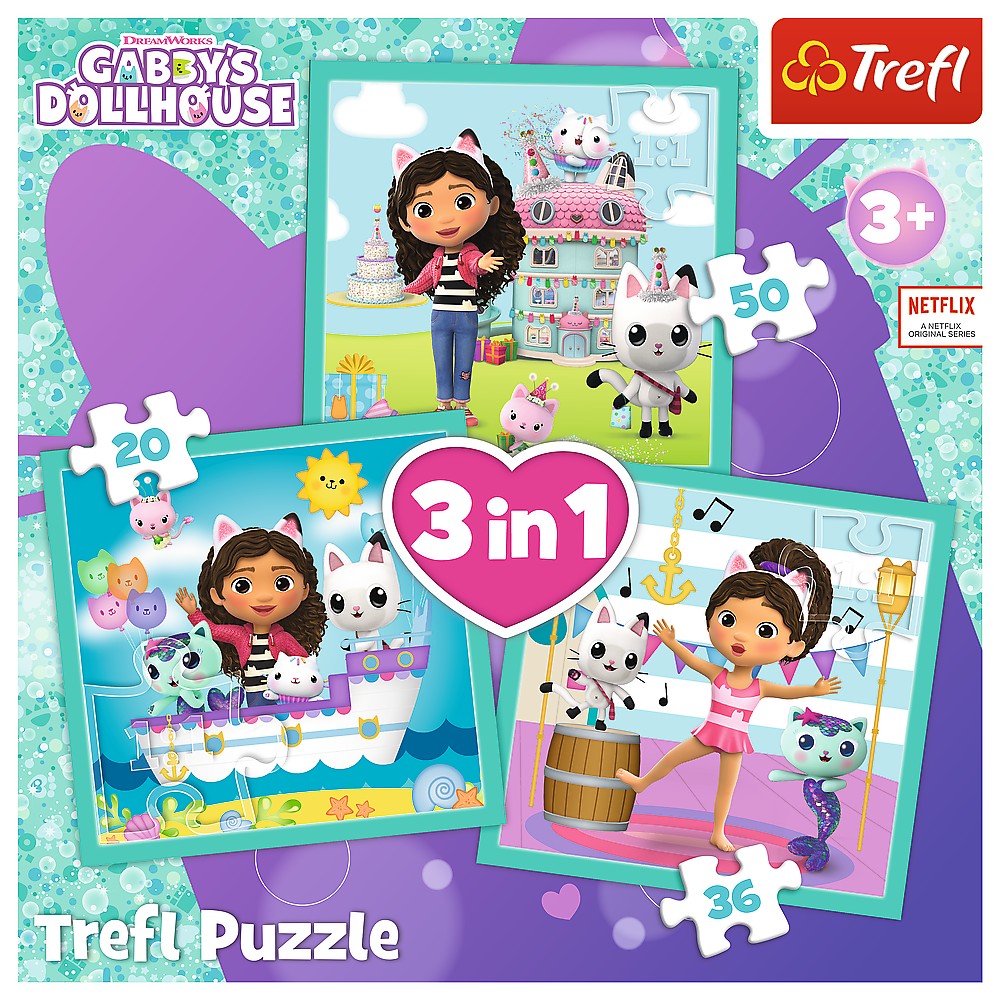 Puzzle 3 in 1 - Gabby's Dollhouse - Activitatea lui Gabby | Trefl - 3
