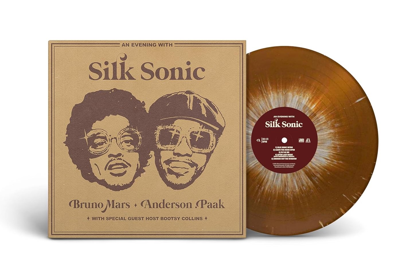 An Evening with Silk Sonic (Brown & White Splatter Vinyl) | Silk Sonic, Bruno Mars, Anderson Paak