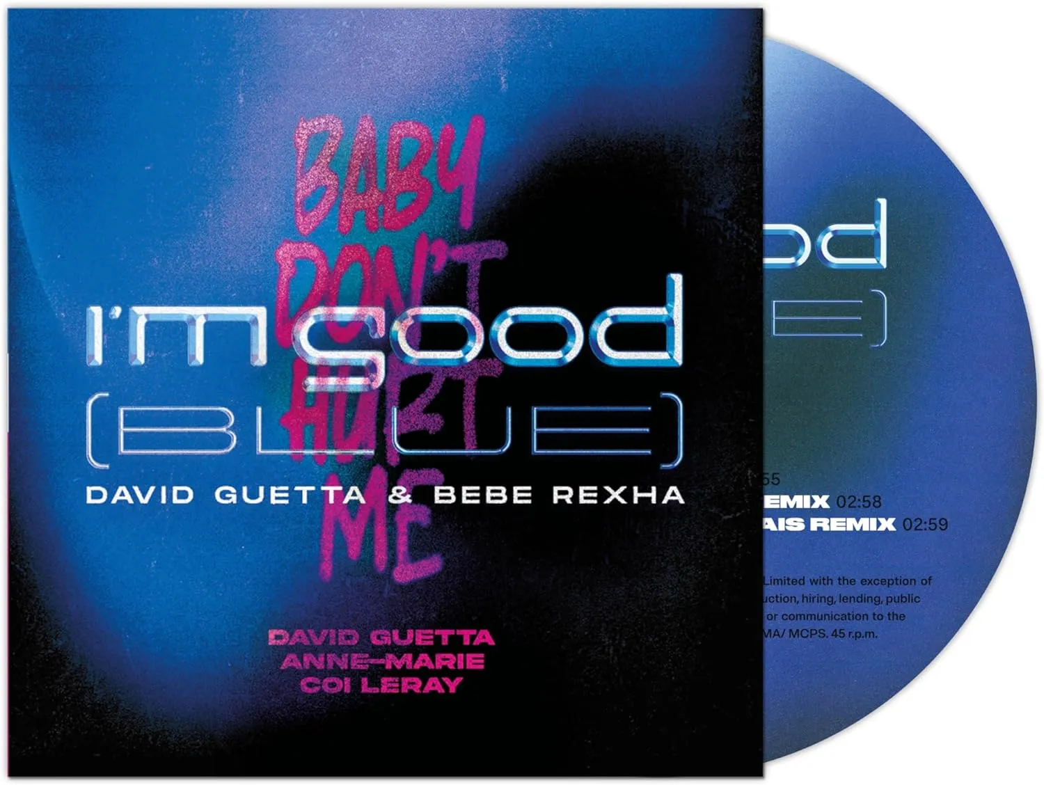 I’m Good (Blue) / Baby Don\'t Hurt Me (Blue Vinyl, 45 RPM) | David Guetta, Bebe Rexha, Anne-Marie