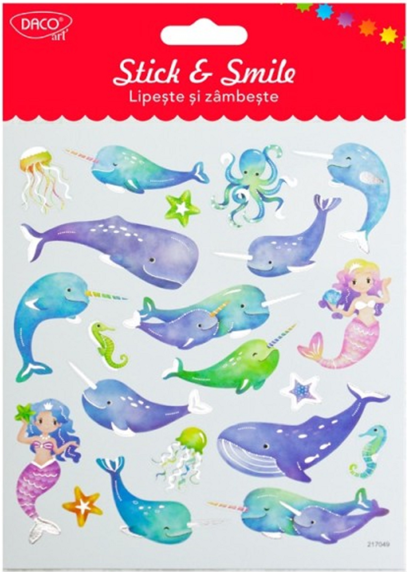 Set stickers - Lipeste si zambeste - Balene cu Corn | Daco
