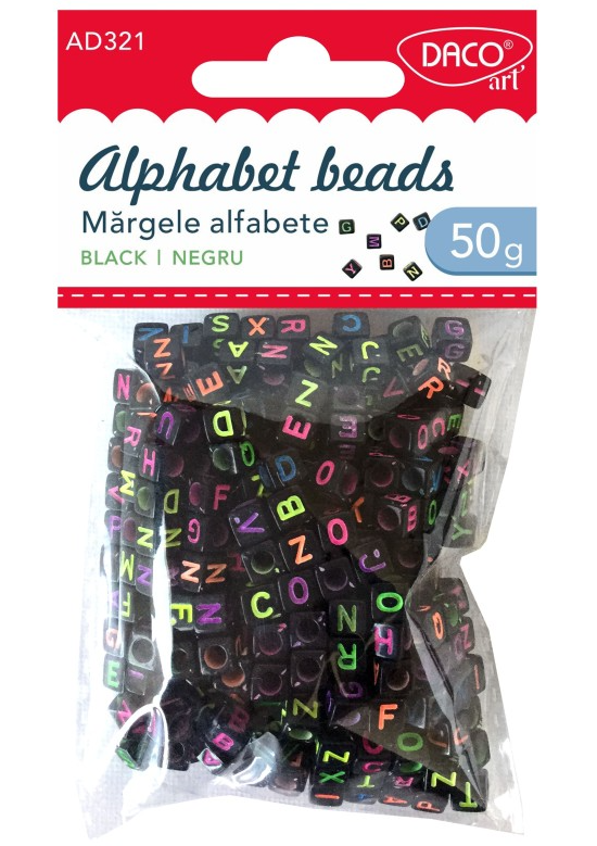 Accesorii craft - Margele alfabet negre | Daco