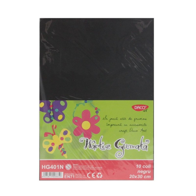 Set 10 coli hartie gumata - Negru | Daco