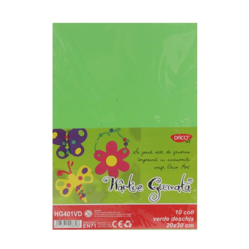 Set 10 coli hartie gumata - Verde deschis | Daco