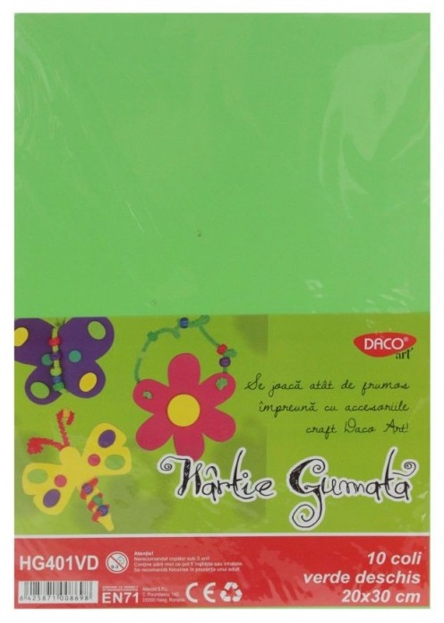 Set 10 coli hartie gumata - Verde deschis | Daco