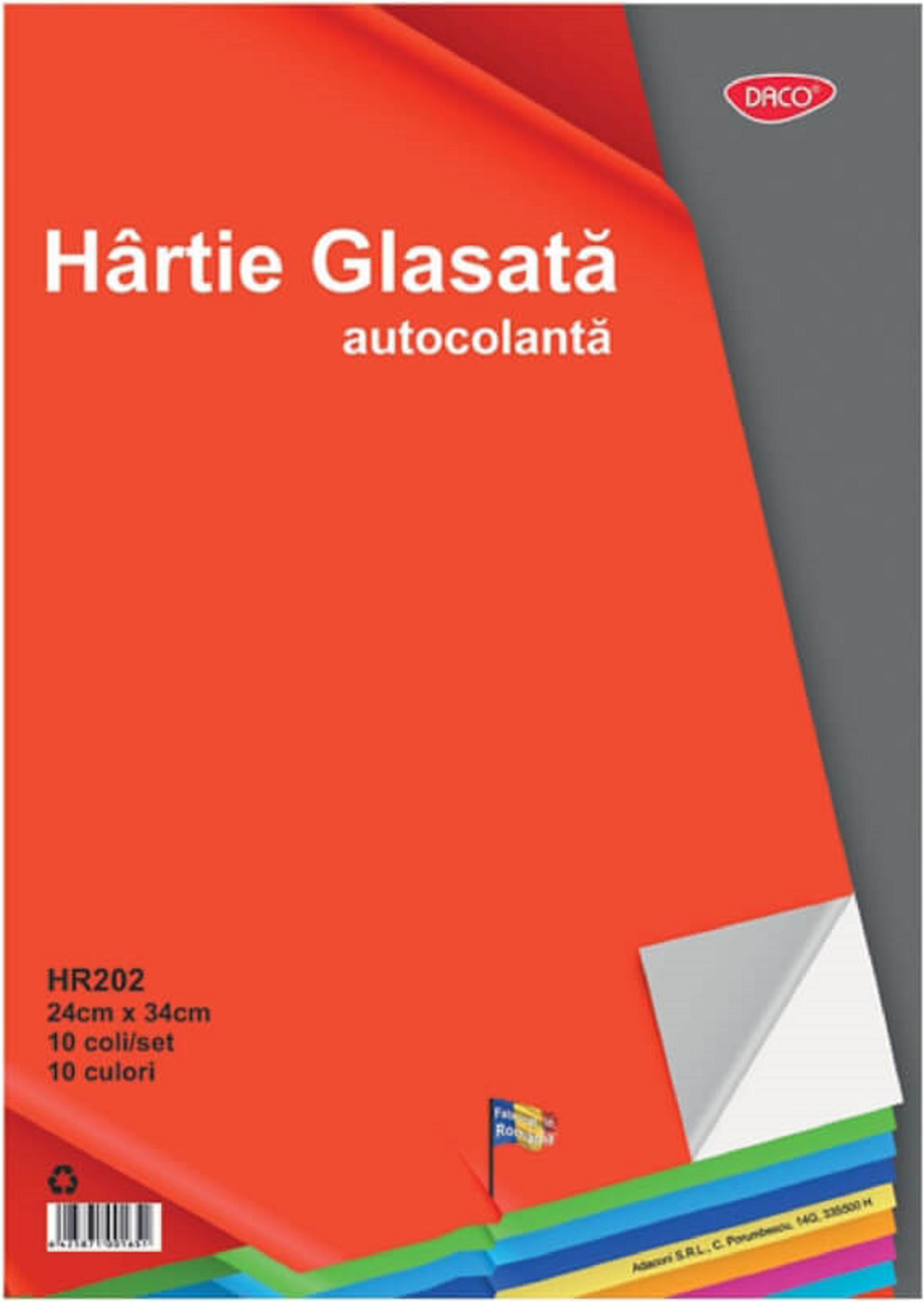 Set 10 coli hartie glasata autocolanta - Multicolor | Daco