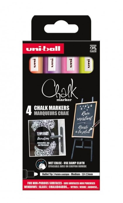 Set 4 markere cu creta lichida - Chalk - Multicolor | Uni