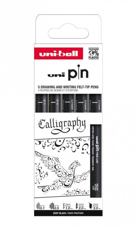 Set 2 linere si 3 markere - Uni Pin - Calligraphy | Uni